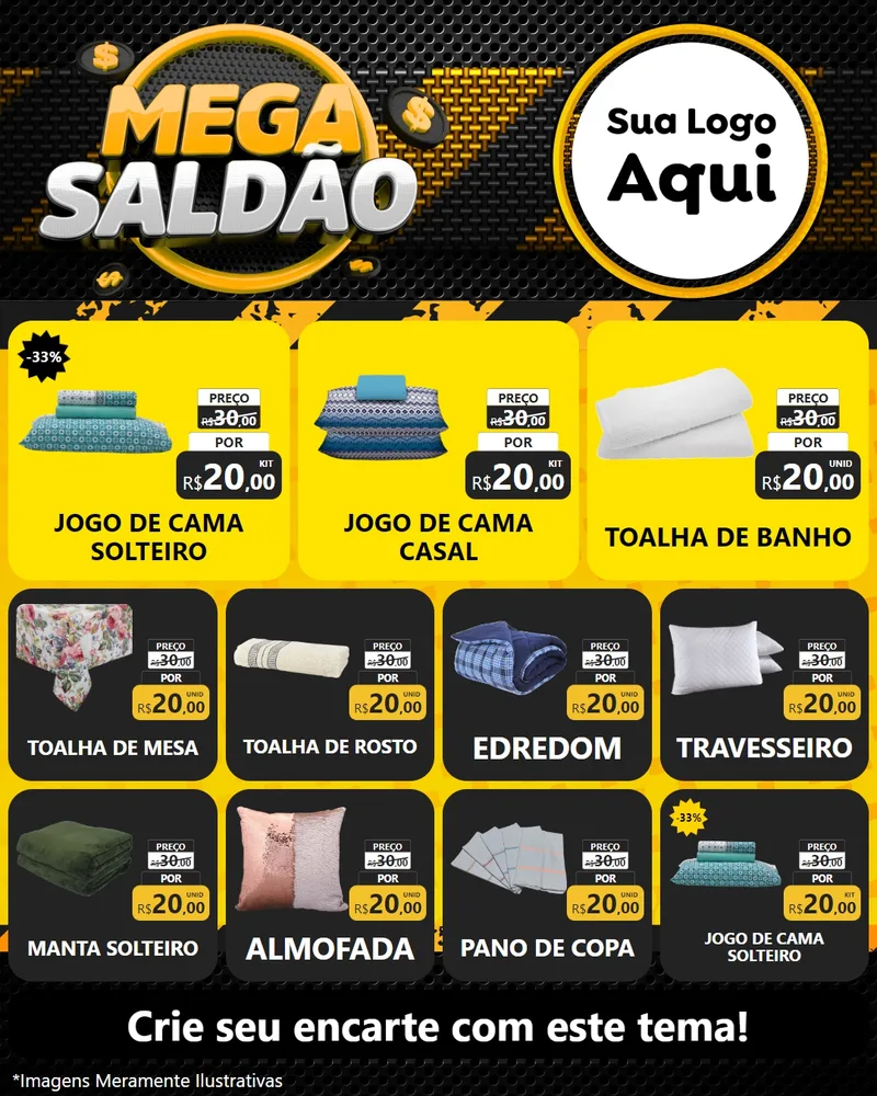 Modelo de Rede Social para Feed Instagram com o tema Mega Saldão para Cama, Mesa e Banho