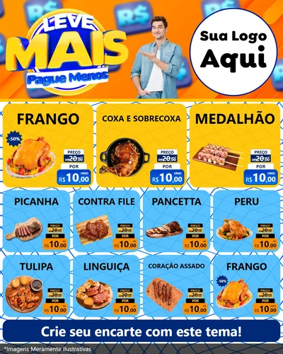 Modelo de Rede Social para Feed Instagram com o tema Leve Mais, Pague Menos para Assados