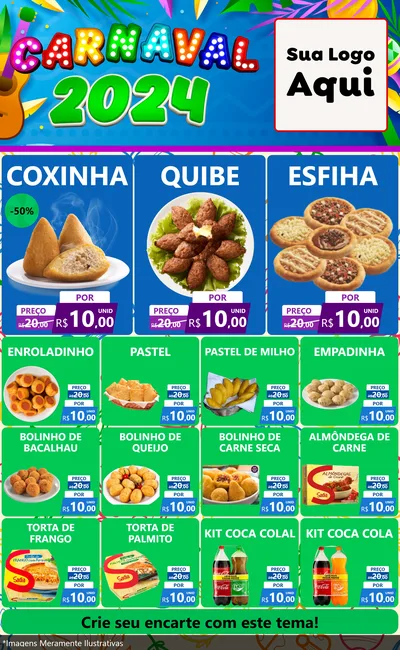 Modelo de Encarte para Encarte Grande com o tema Carnaval 2027 para Salgadaria
