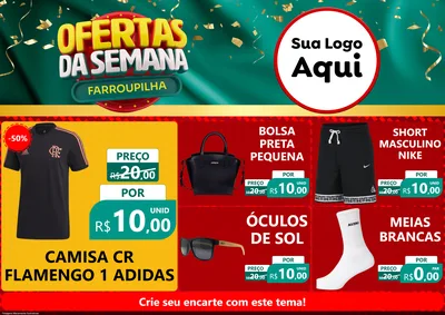 Modelo de Encarte para Encarte A4 Horizontal com o tema Ofertas da Semana Farroupilha para Roupas e acessórios