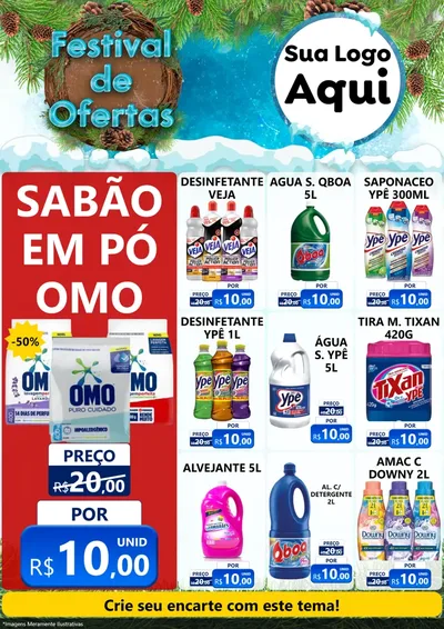 Modelo de Encarte para Encarte A4 Vertical com o tema Festival de Ofertas - Inverno para Produtos de Limpeza