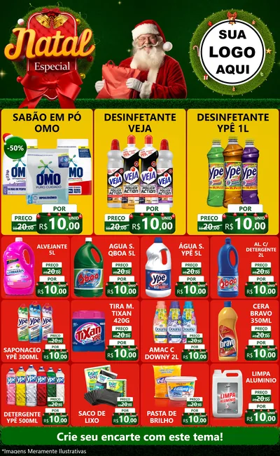 Modelo de Encarte para Encarte Grande com o tema Natal Especial para Produtos de Limpeza