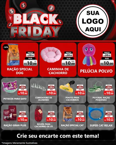 Modelo de Rede Social para Feed Instagram com o tema Black Friday para Pet Shop