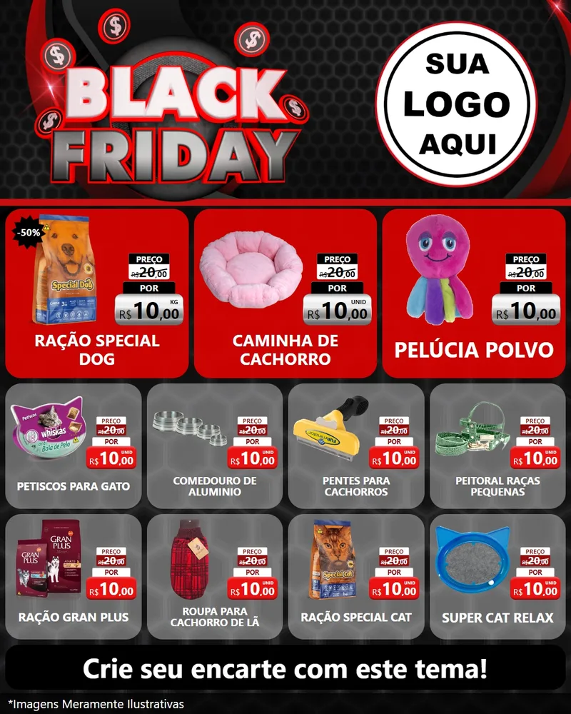 Modelo de Rede Social para Feed Instagram com o tema Black Friday para Pet Shop