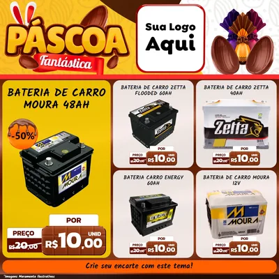 Modelo de Rede Social para Feed Facebook com o tema Páscoa Fantástica para Baterias Elétricas