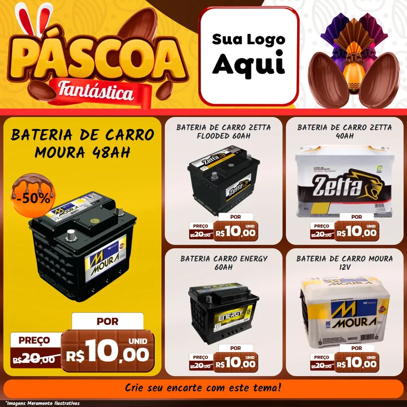Modelo de Rede Social para Feed Facebook com o tema Páscoa Fantástica para Baterias Elétricas