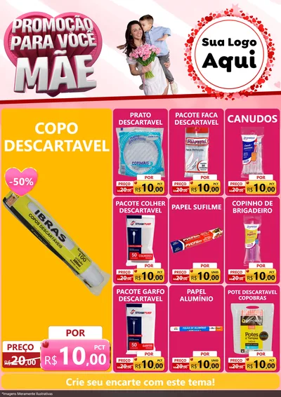 Modelo de Encarte para Encarte A4 Vertical com o tema Promoção Para Você Mãe para Embalagens