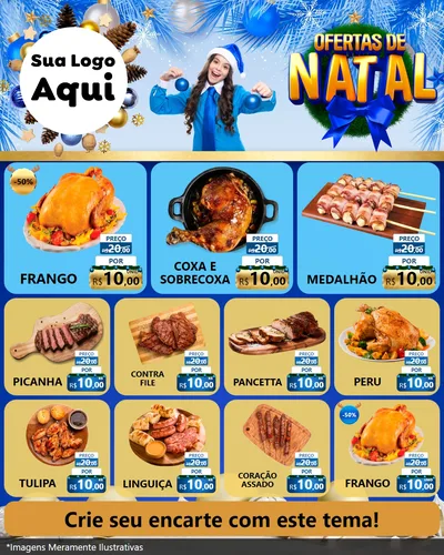Modelo de Rede Social para Feed Instagram com o tema Ofertas de Natal para Assados