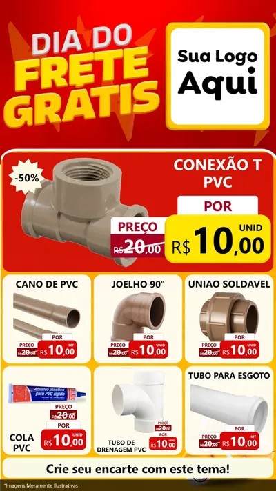 Modelo de Rede Social para Stories com o tema Dia do Frete Grátis para Tubos e conexões