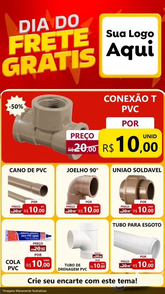 Modelo de Rede Social para Stories com o tema Dia do Frete Grátis para Tubos e conexões