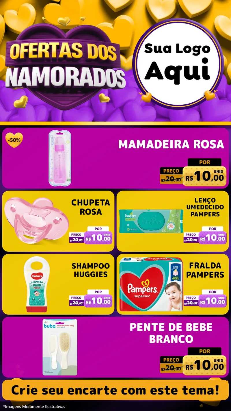 Modelo de TV para TV Vertical com o tema Oferta Dos Namorados para Bebês