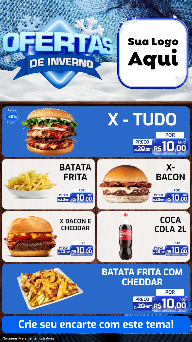 Modelo de TV para TV Vertical com o tema Ofertas de Inverno para Hamburgueria