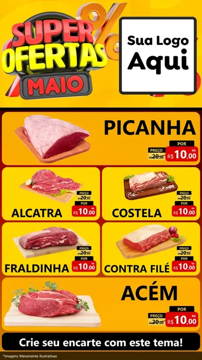 Modelo de TV para TV Vertical com o tema Super Ofertas Maio para Açougue