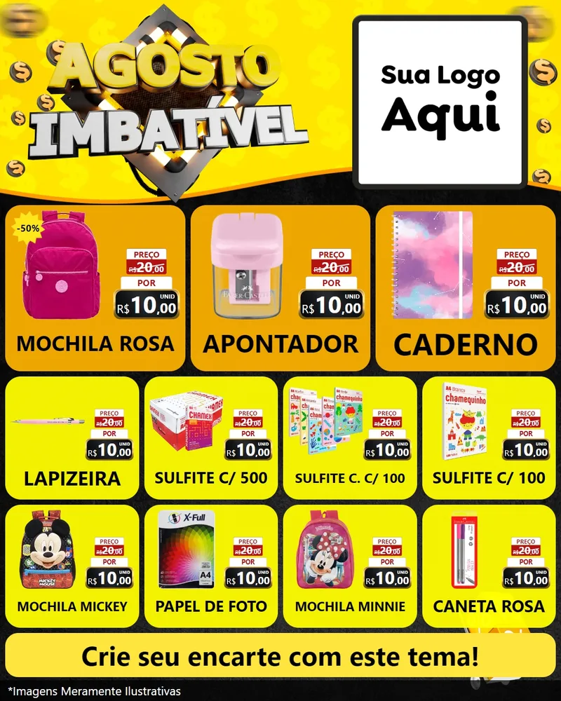 Modelo de Rede Social para Feed Instagram com o tema Agosto Imbatível para Papelaria
