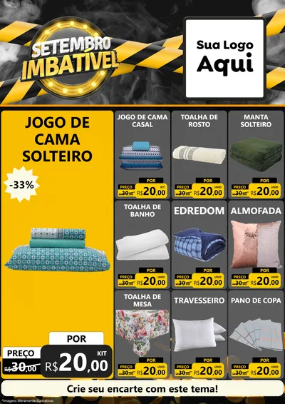 Modelo de Encarte para Encarte A4 Vertical com o tema Setembro Imbatível para Cama, Mesa e Banho
