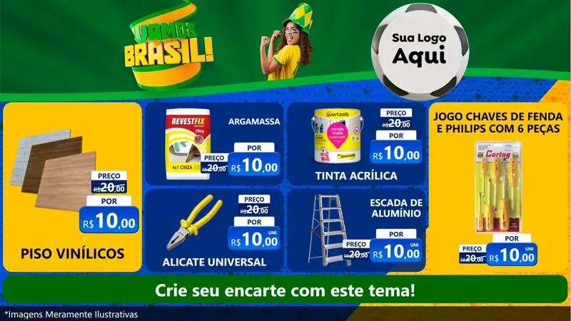 Modelo de TV para TV Horizontal com o tema Vamos Brasil - Copa para Material para Construção