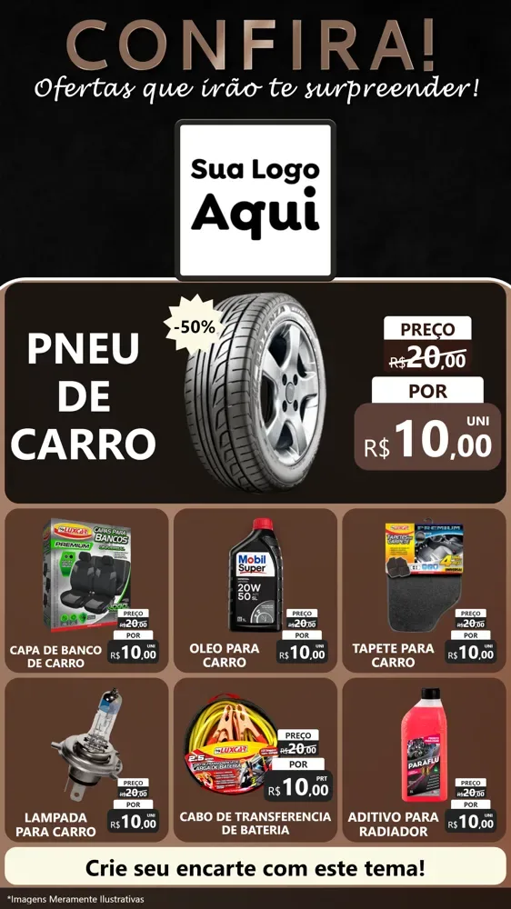Modelo de Rede Social para Stories com o tema Confira! Ofertas que irão te surpreender! para Auto peças