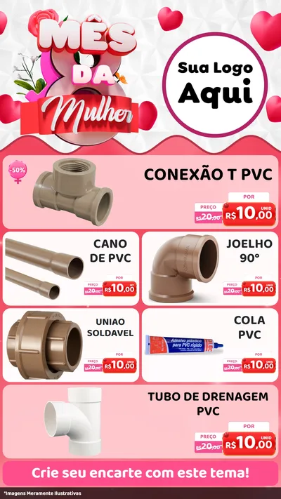 Modelo de TV para TV Vertical com o tema Mês da Mulher para Tubos e conexões