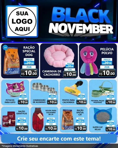 Modelo de Rede Social para Feed Instagram com o tema Black November para Pet Shop