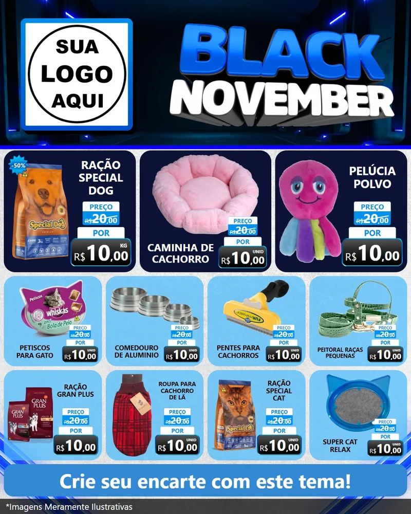 Modelo de Rede Social para Feed Instagram com o tema Black November para Pet Shop