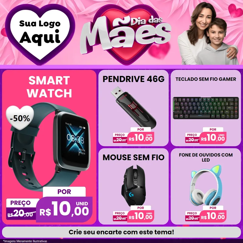 Modelo de Rede Social para Feed Facebook com o tema Dia das Mães para Informática