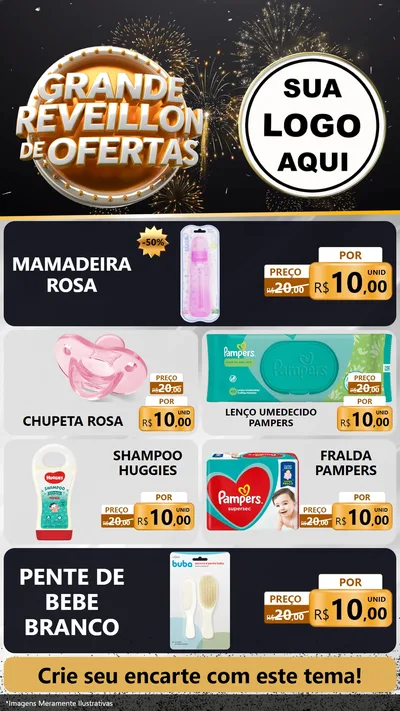 Modelo de TV para TV Vertical com o tema Grande Réveillon de Ofertas para Bebês