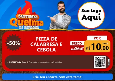 Modelo de Cartaz para Cartaz A4 Horizontal com o tema Semana Queima de Estoque para Pizzaria