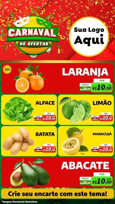 Modelo de TV para TV Vertical com o tema Carnaval de Ofertas para Hortifrúti