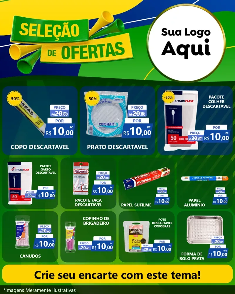 Modelo de Rede Social para Feed Instagram com o tema Seleção de Ofertas - Copa para Embalagens