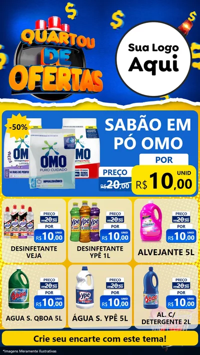 Modelo de Rede Social para Stories com o tema Quartou de Ofertas para Produtos de Limpeza