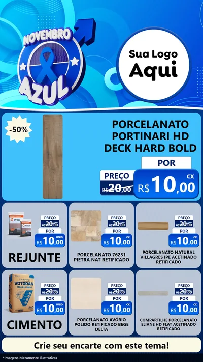 Modelo de Rede Social para Stories com o tema Novembro Azul para Pisos e revestimentos