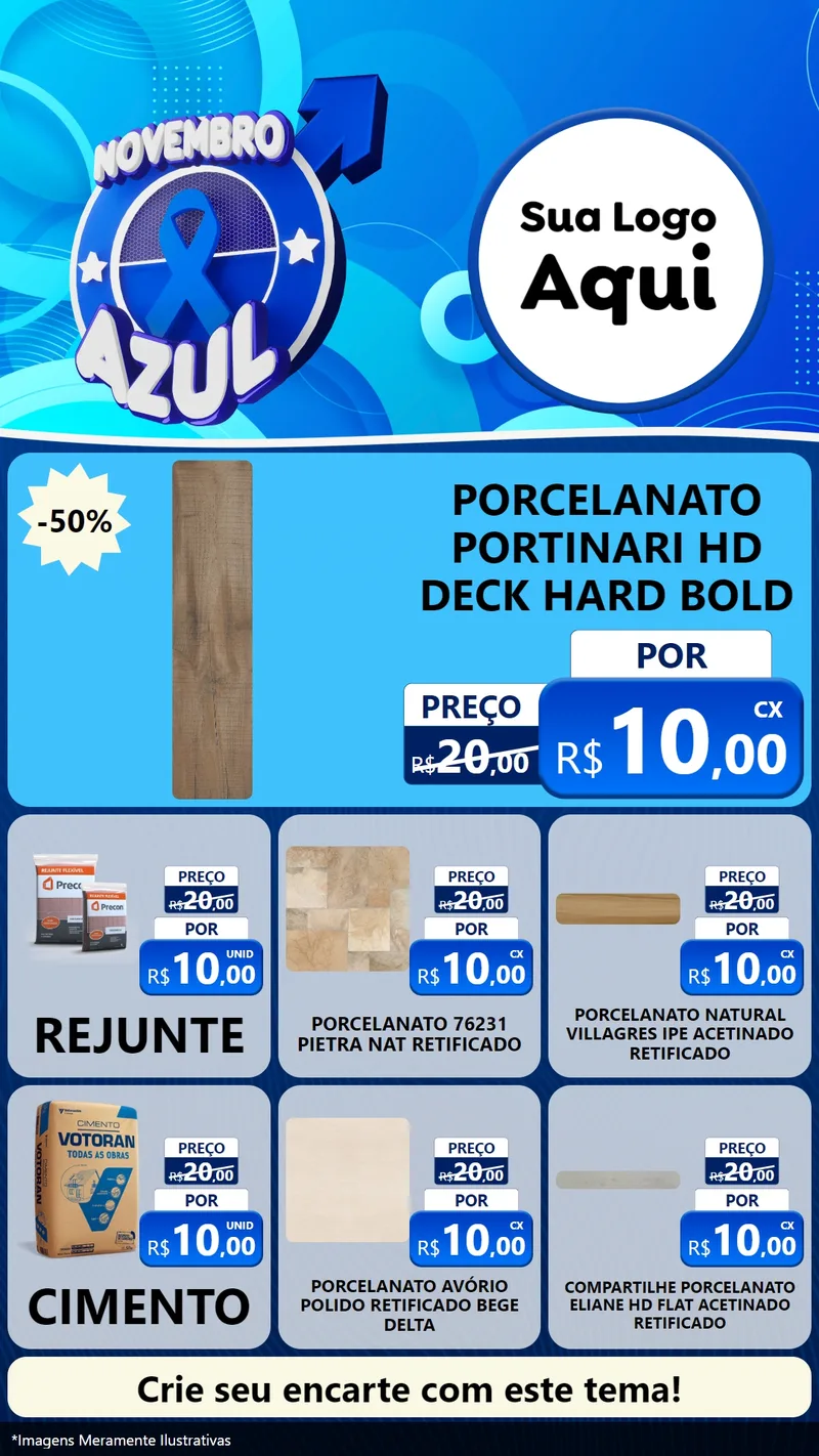 Modelo de Rede Social para Stories com o tema Novembro Azul para Pisos e revestimentos