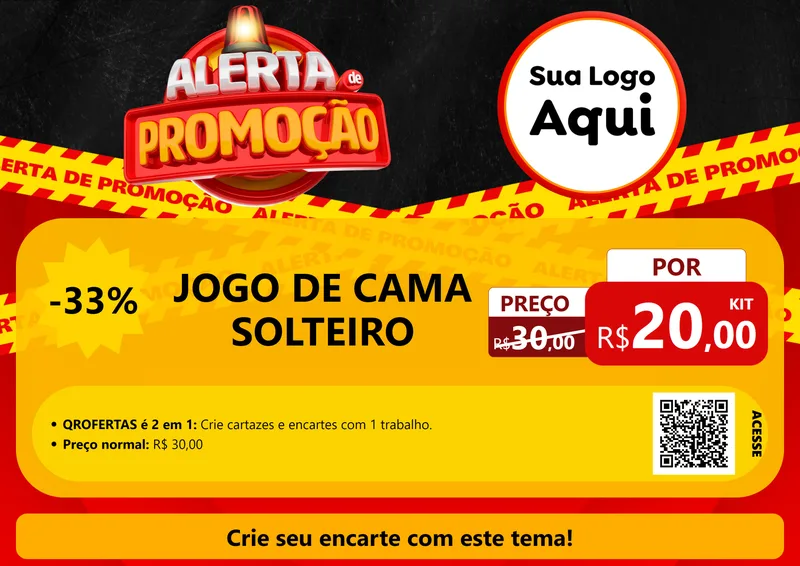 Modelo de Cartaz para Cartaz A4 Horizontal com o tema Alerta de Promoção para Cama, Mesa e Banho