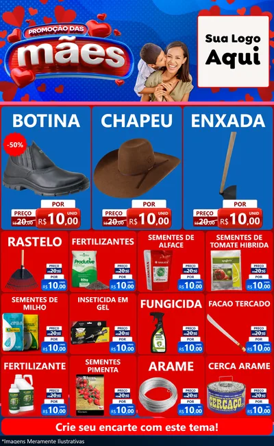 Modelo de Encarte para Encarte Grande com o tema Promoção das Mães para Agropecuária