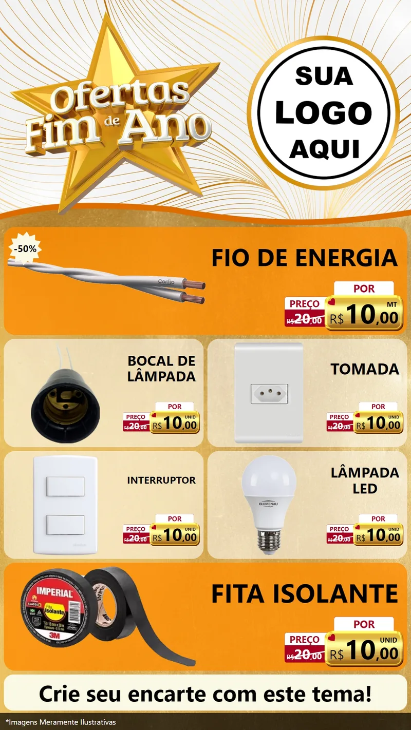 Modelo de TV para TV Vertical com o tema Ofertas Fim de Ano para Materiais Elétricos