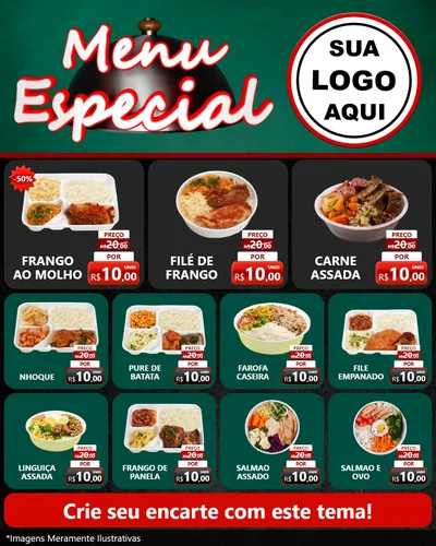 Modelo de Rede Social para Feed Instagram com o tema Menu Especial para Restaurante