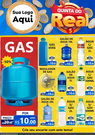 Modelo de Encarte para Encarte A4 Vertical com o tema Quinta do Real para Água e gás