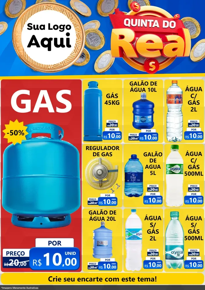 Modelo de Encarte para Encarte A4 Vertical com o tema Quinta do Real para Água e gás