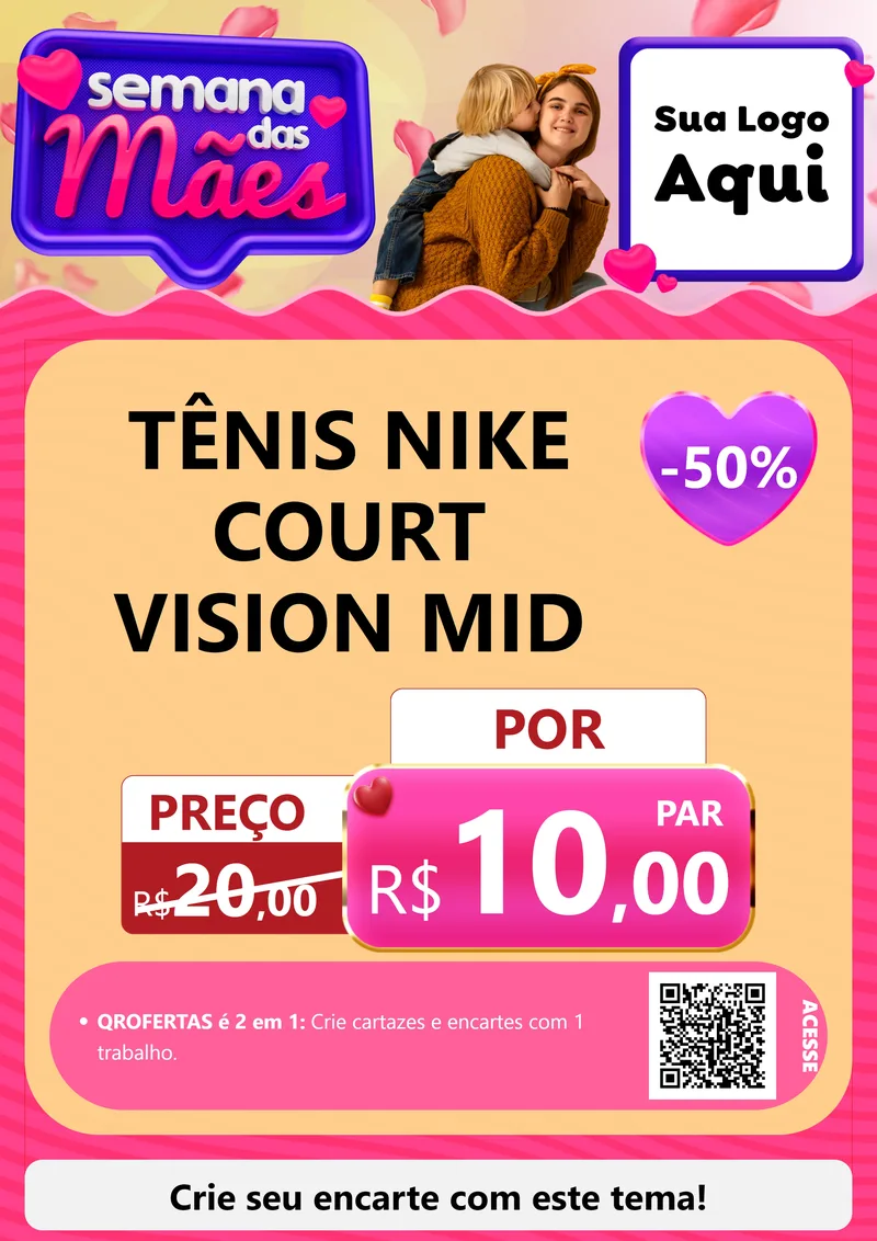 Modelo de Cartaz para Cartaz A4 Vertical com o tema Semana das Mães para Calçados