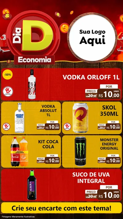Modelo de TV para TV Vertical com o tema Dia D Economia para Distribuidora de bebidas