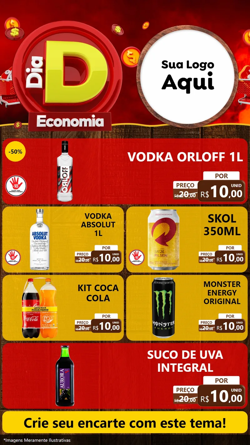 Modelo de TV para TV Vertical com o tema Dia D Economia para Distribuidora de bebidas