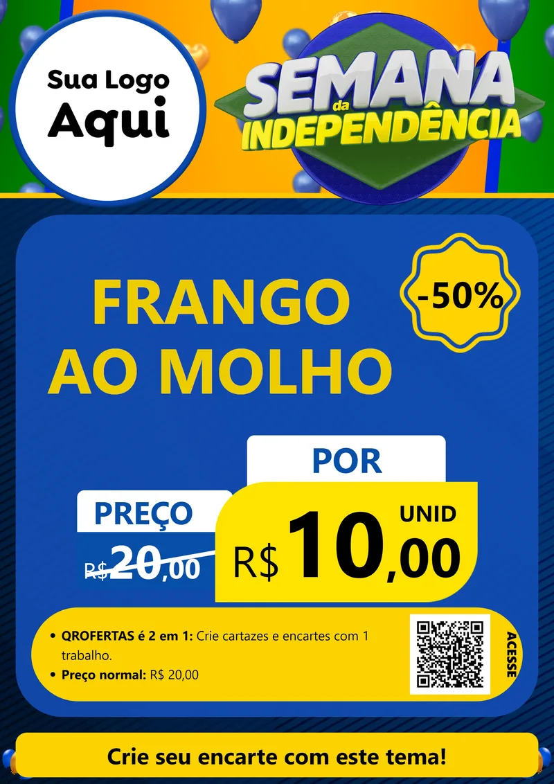Modelo de Cartaz para Cartaz A4 Vertical com o tema Semana da Independência para Restaurante