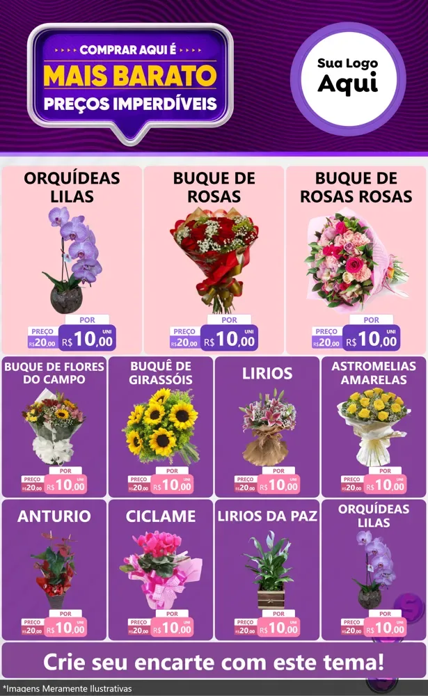 Modelo de Encarte para Encarte Grande com o tema Mais Barato para Floricultura e jardim