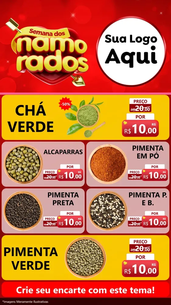 Modelo de TV para TV Vertical com o tema Semana dos namorados para Produtos Naturais