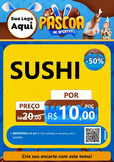Modelo de Cartaz para Cartaz A4 Vertical com o tema Páscoa de Ofertas para Comida japonesa