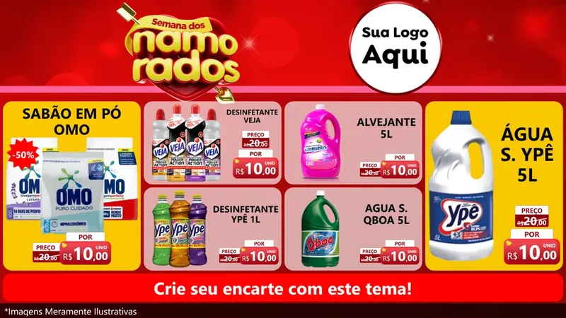 Modelo de TV para TV Horizontal com o tema Semana dos namorados para Produtos de Limpeza