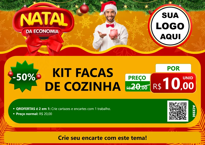 Modelo de Cartaz para Cartaz A4 Horizontal com o tema Natal da Economia para Utilidades Domésticas