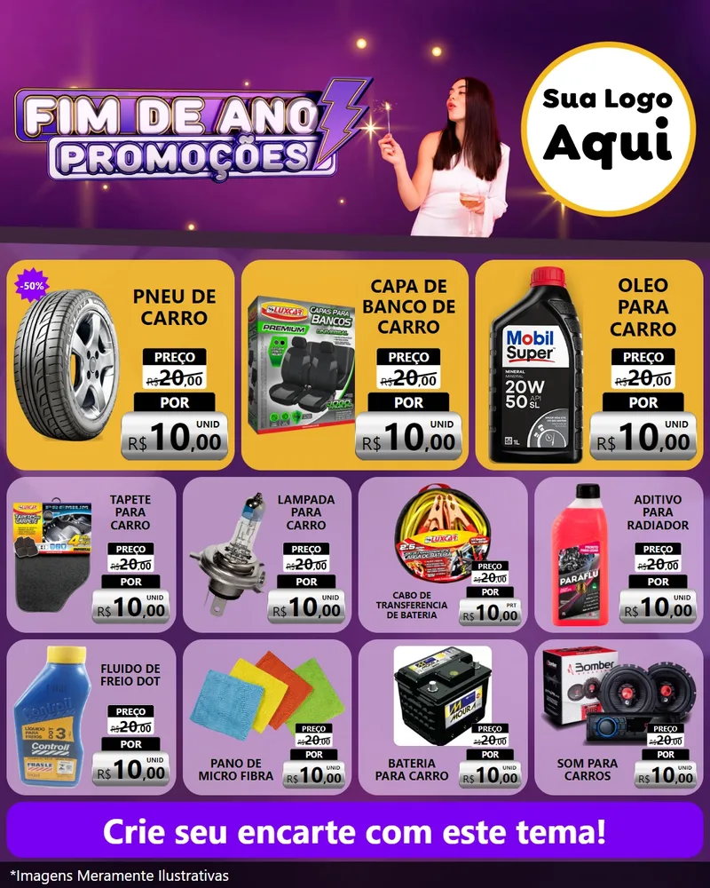 Modelo de Rede Social para Feed Instagram com o tema Fim de Ano Promoções para Auto peças