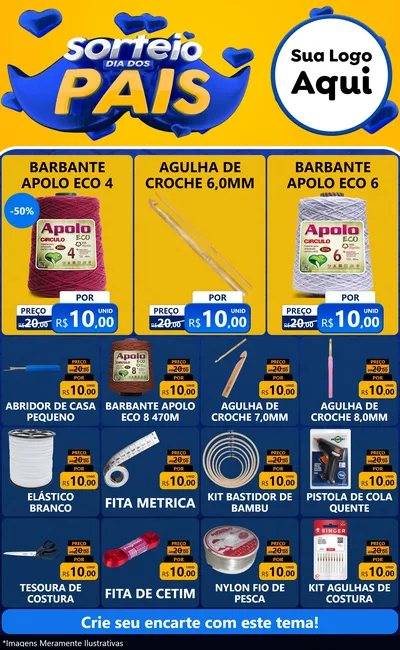 Modelo de Encarte para Encarte Grande com o tema Sorteio Dia dos Pais para Armarinho e Aviamentos