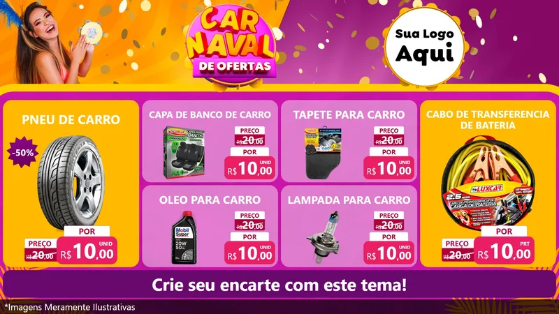 Modelo de TV para TV Horizontal com o tema Carnaval de Ofertas para Auto peças
